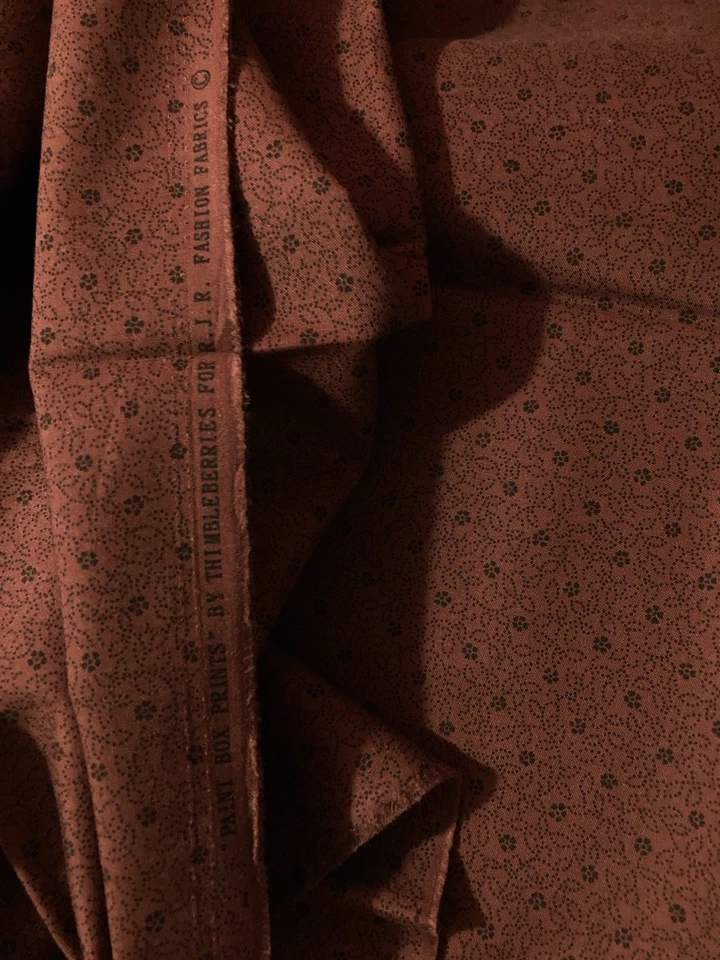 Black Calico on Rust Fabric Paint Box Prints Thimbleberries RJR Fashion VTG 1Y - Image 3 of 3