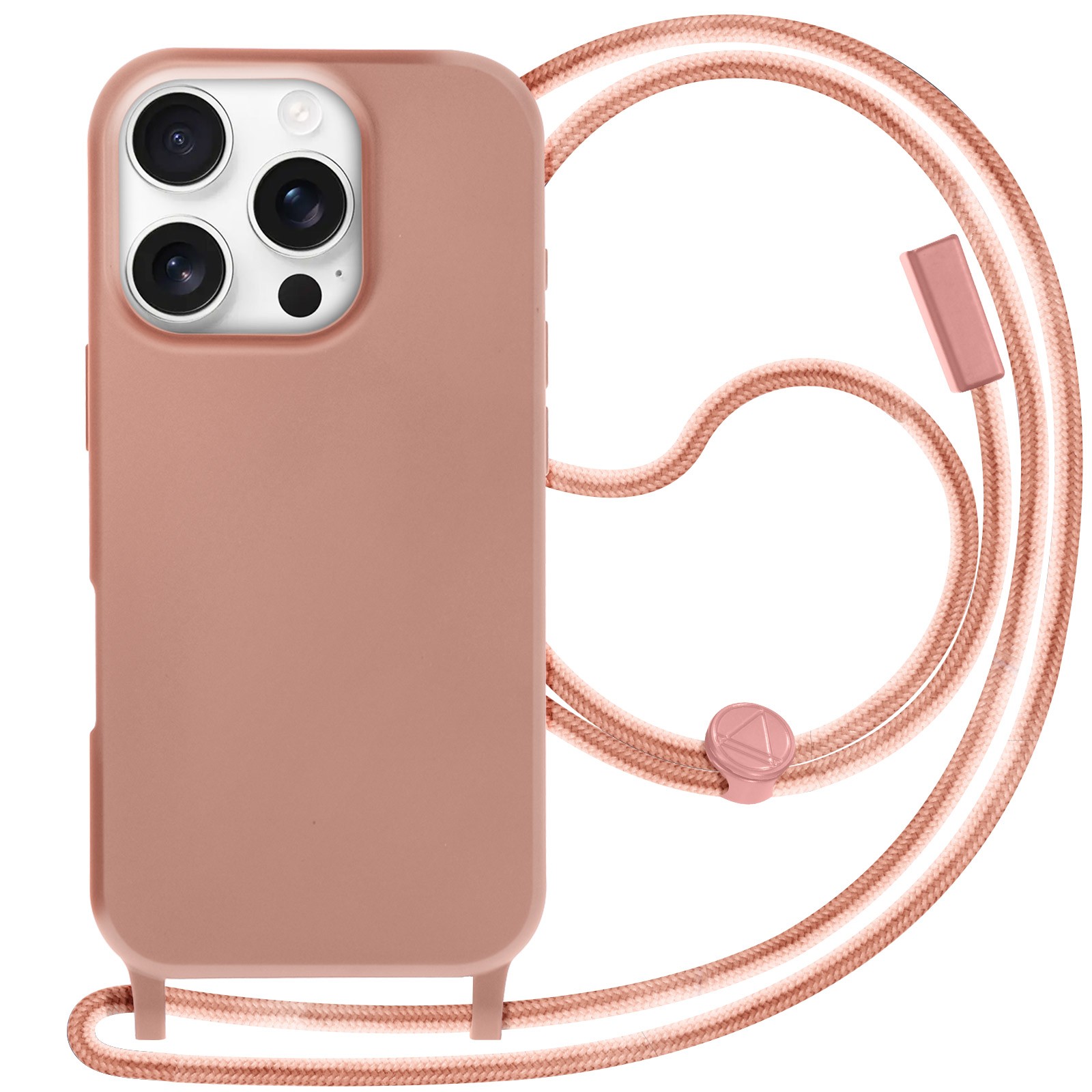 Coque iPhone 16 Pro semi-rigide noire avec chaîne amovible en silicone Soft Touch