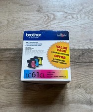 Brother LC61CL Value Pack 3 Color Ink Cartridges Cyan Magenta Yellow Open Box