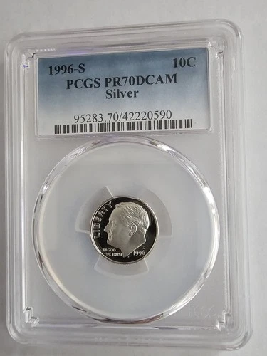 1996-S SILVER Proof Roosevelt Dime PCGS PR70 DCAM 10C