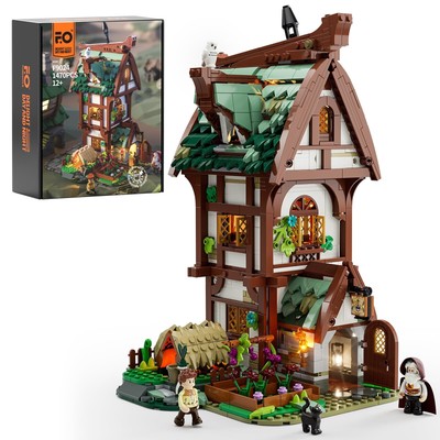 FUNWHOLE Medieval Apothecary Shop Lighting Building-Bricks Set - Compatible w...