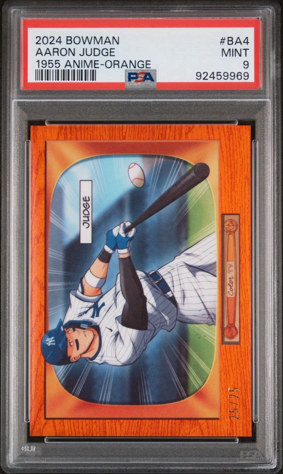 2024 Bowman Aaron Judge 1955 Anime Orange Refractor #25/25 PSA Mint 9 - Yankees