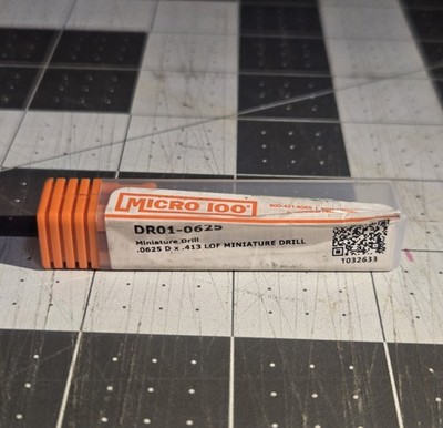 Micro 100 miniature solid carbide drill bit (part number DR01-0625)