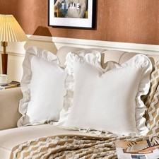 Pack of 2 Throw Pillow Covers 100 Cotton Pre Washed Ruffle Decorative
