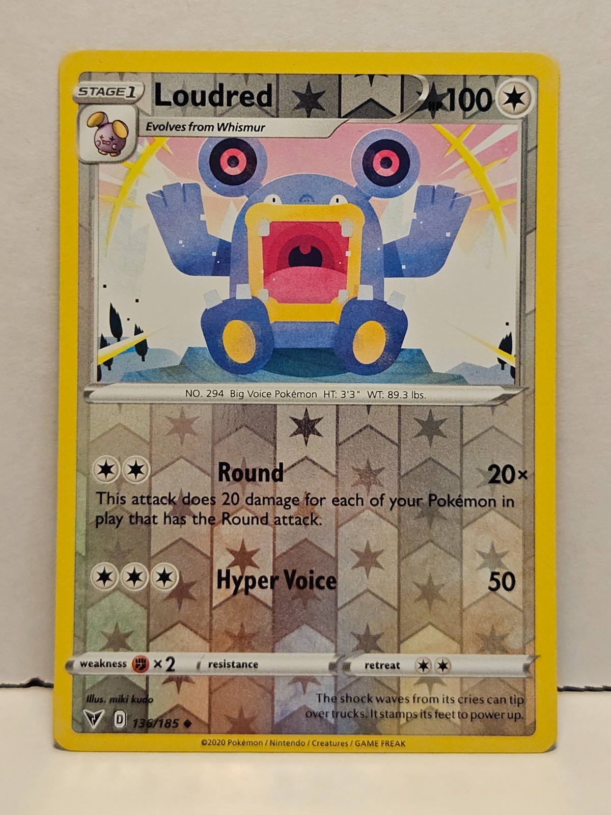 Loudred 136/185 Reverse Holofoil Vivid Voltage NM
