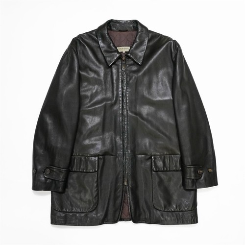 Armani Collezioni, 90s Vintage GIORGIO ARMANI Le Collezioni Lambskin Leather Car Coat Jacket 44 M