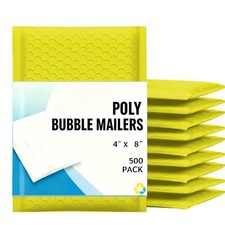 000 4x8 4x7 Poly Bubble Mailers Envelopes With Sealing Strips YELLOW 500 PCS