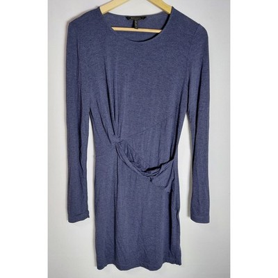 BCBGMAXAZRIA Blue Long Sleeve Dress Solid Knit Knee Length Women Size S