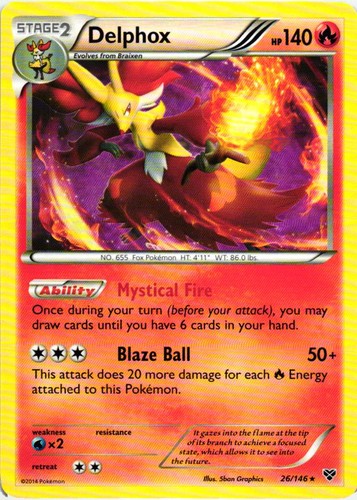 Pokemon Delphox 26/146 XY Base Set Rare Holo Lightly Played