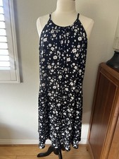 MICHAEL KORS BLACK & WHITE POLY HALTER DRESS SIZE 1X PRISTINE