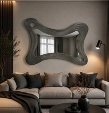 Large Sculptural Wall Mirror Stainless Steel Abstract Organic Modernist Design