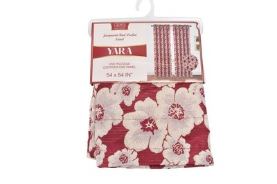 Yara Glory Home Design Panels 54x84 Red Floral Rod Pocket Classic