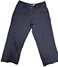 J Jill 16 Dark Blue Wide Leg Cropped Pants Genuine Fit at Waist 24" Inseam NWT