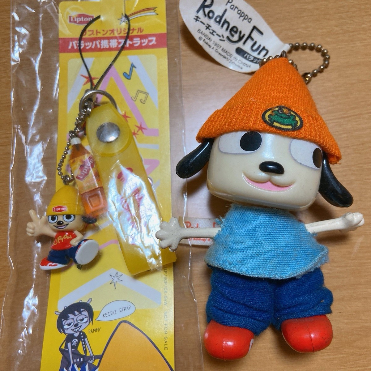 パラッパラッパー マスコット チャーム キーホルダー 当時物 平成レトロ Parappa the Rapper 1997 2002 Lipton Keychain Figure Doll Mascot