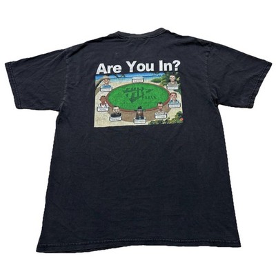 Y2K Full Tilt Poker Shirt Adult Large Black Are You In? Graphic Short Sleeve Tee