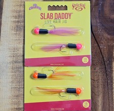 (2) Strike King Mr. Crappie Slab Daddy Live Hair Jig 1/8 oz Papermouths Specks
