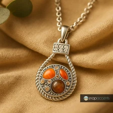 Snap Jewelry 20in Ginger Charm Necklace Brown Snap Pendant Fits 18-20MM Buttons