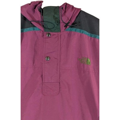 The North Face Burgundy Hooded Jacket Mens Size XL Zip Snap Black