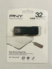 PNY 32GB USB Flash Drive Black Compact File Document Storage Factory Sealed
