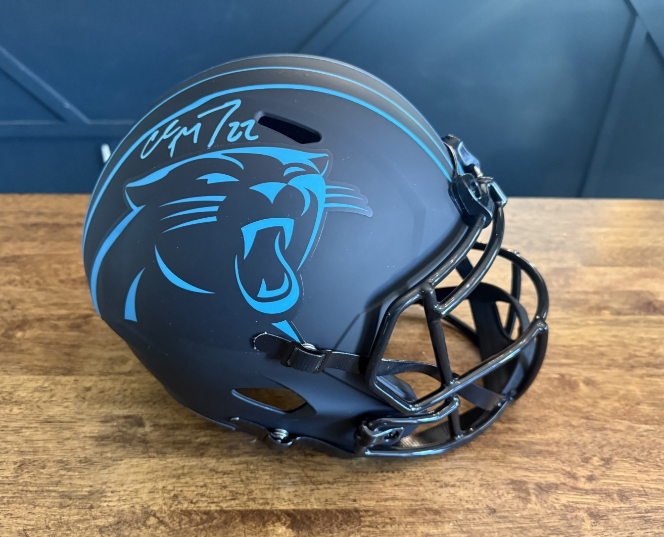 Christian McCaffrey Autographed Signed Carolina Panthers Eclipse Full Size Replica Helmet 