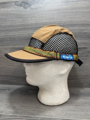 Kavu Hat Mens Medium Tan Mesh 5 Panel Trail Runner Hike Strapback USA Adjustable