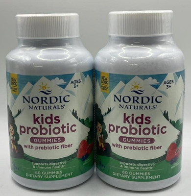 2PK Nordic Naturals Kids Probiotic ~ 60 Gummies EA ~EXP 5/26 & 7/26 ~ Berry FLVR
