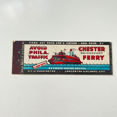 Chester Bridgeport Ferry Express Motor Routes Vintage Matchbook Cover TMB93-1