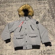 Spyder Boys Parka Faux Fur Jacket Pewter NWT Sz M Medium 10/12