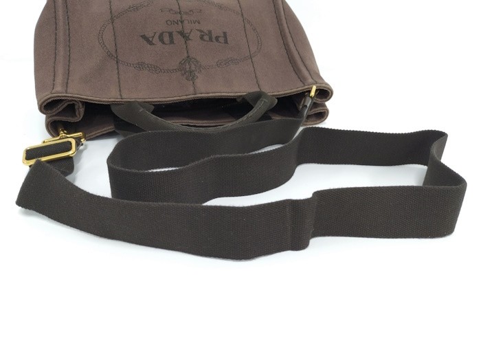 PRADA Canapa Tote 2WAY Handbag Canvas Brown from japan thumbnail 6