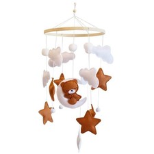 Baby Cot Decoration, Wooden Star Moon Decoration, Suitable for Neuge9255