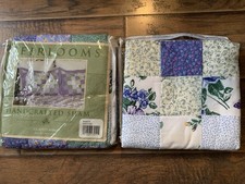 2 Handcrafted PATCHWORK HEIRLOOM PILLOW SHAMS 24x30 QUILTED Floral