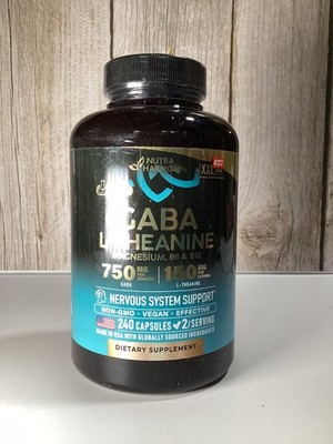 Nutra Harmony Gaba L-Theanine Magnesium Nervous System Support, LARGER 240 Ct
