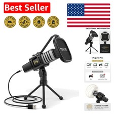 USB Cardioid Microphone for Gaming  Podcasting - Tripod  Pop Filter
