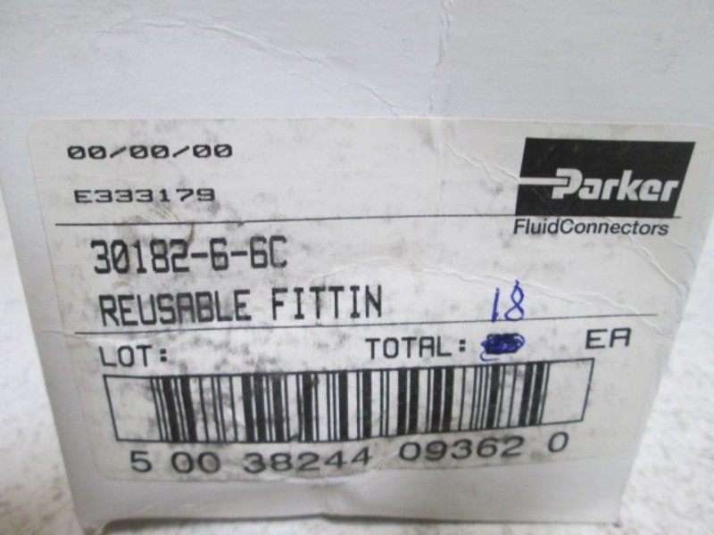 LOT OF 18 PARKER 30182-6-6C 3/8" PUSH-LOK NSMP