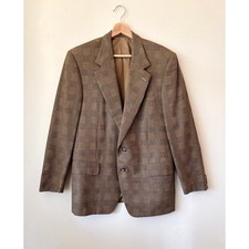 Ermenegildo Zegna Brown Plaid Silk/Wool Sport Coat Blazer Made in Italy Medium