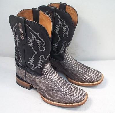 CODY JAMES MEN'S 10.5 D BLACK PYTHON WESTERN COWBOY BOOTS WIDE SQUARE TOE
