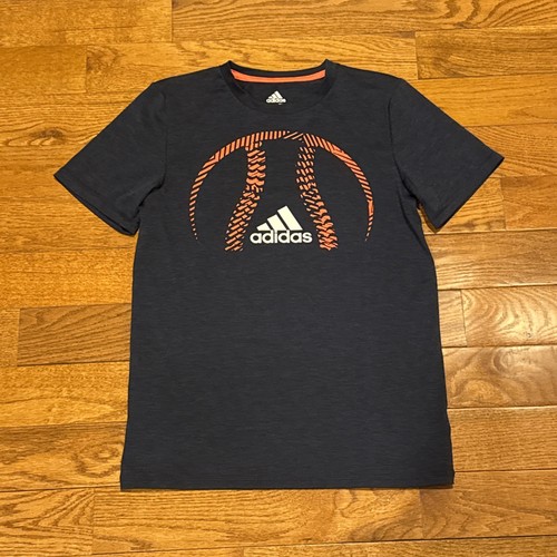 adidas Baseball Boys Youth Medium Navy Blue Branded T-Shirt
