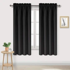 DWCN Black Blackout Curtains for Bedroom â€“ Rod Pocket Thermal Insulated Energy