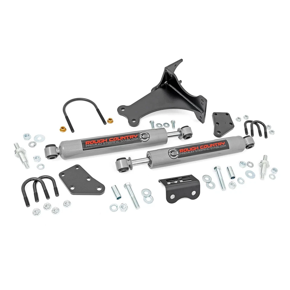 Estabilizador de dirección doble Rough Country N3 para Ford F-250 F-350 4x4 con elevación de 2-8"