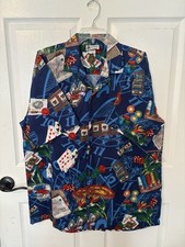 Vintage Aloha Republic Shirt Mens XL Blue Hawaiian Casino Button Up Made in USA