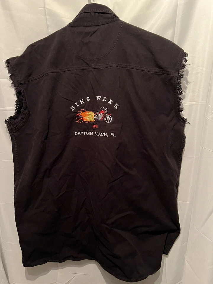 Sturgis South Dakota 2006 Bike Week Sleeveless Black Button Shirt Men’s 2XL - Image 2 of 4