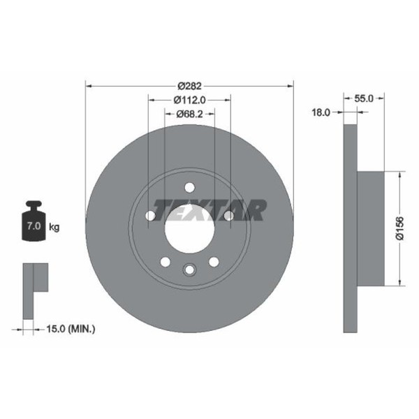 Textar 2X Bremsscheibe Vorne Ø282 Mm Voll FüR VW Transporter IV Bus 70XB 70XC-image