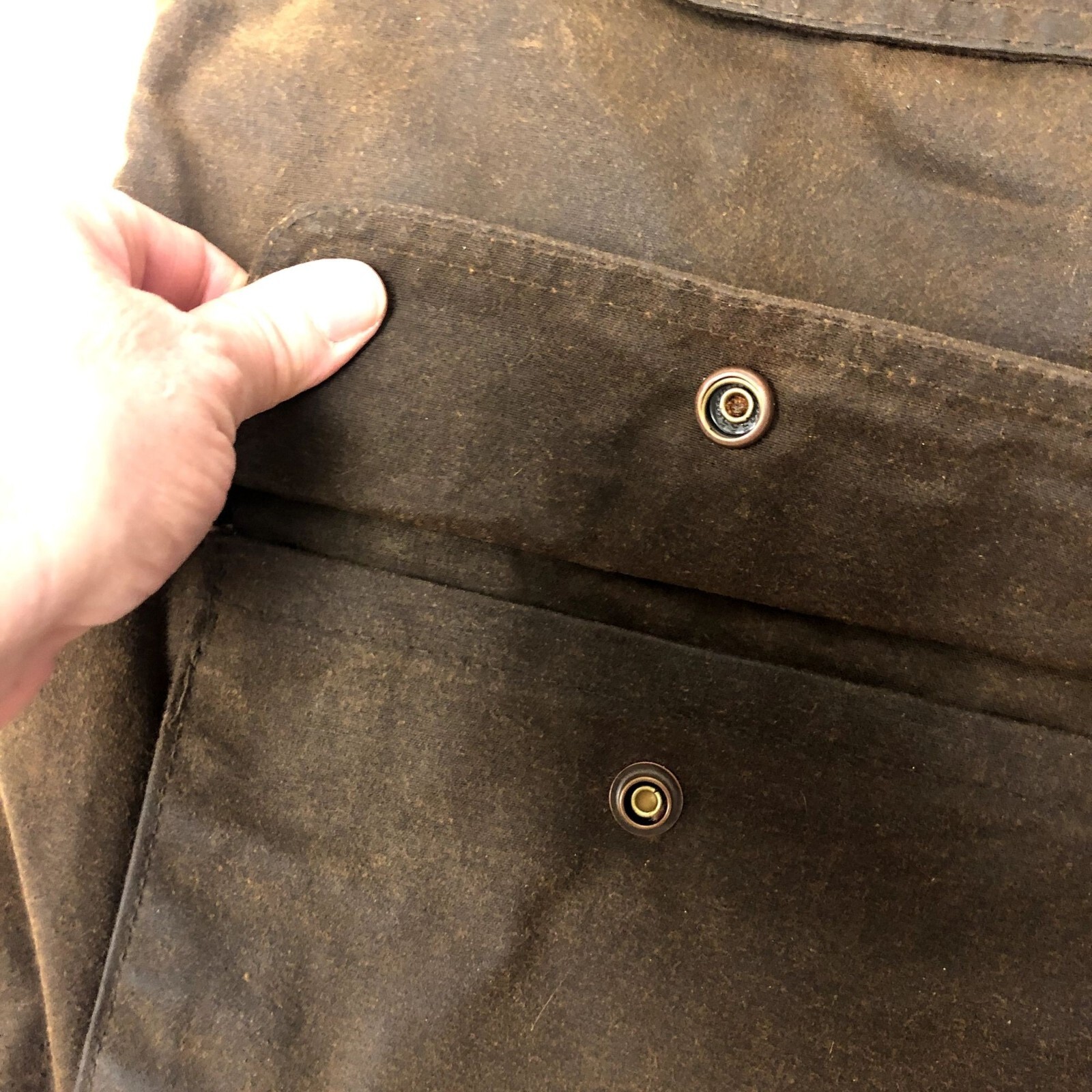 Outback Men Overlander Brown OILSKIN Vest Leather Collar FLANNEL Lined