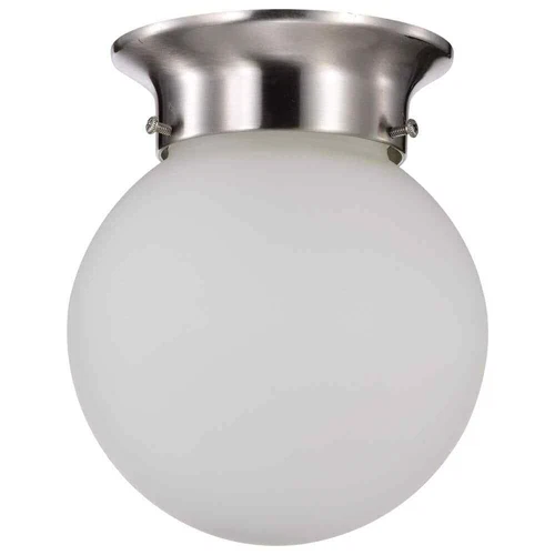 SATCO Nuvo 6 in. 1-Light Brushed Nickel Utility Flush Mount w/ Frosted White - Picture 3 of 3