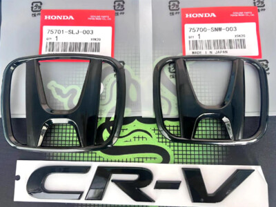 Genuine OEM Honda 2017-2022 CRV Gloss Black Logo Emblem Set H&CR-V Letter