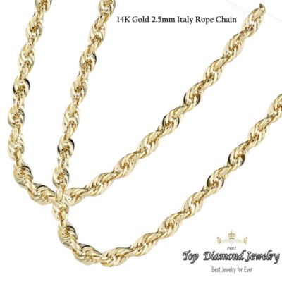 NW 14K Yellow Gold 2.5mm Italy Rope Chain Twist Link