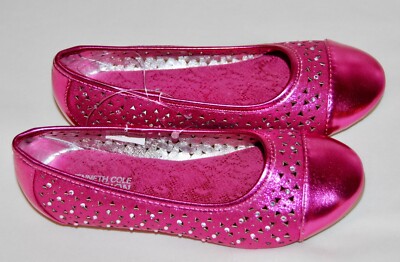 NWOB Kenneth Cole Girls Pink Sparkle Rhinestone Ballet Flats sz  4.5  5.5  6