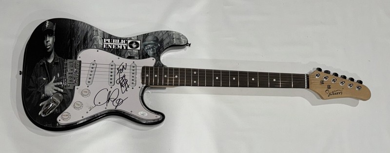 PUBLIC ENEMY SIGNED CUSTOM ELECTRIC GUITAR CHUCK D FLAVOR FLAV JSA COA