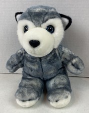 Stuffed Huskie Husky Plush Dog 7" Sitting Blue Glitter Eyes Soft 22M