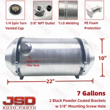 Universal Round Fuel Tank Gas Tank 7 Gallon 10x22 End Fill 3/8 NPT Aluminum Spun